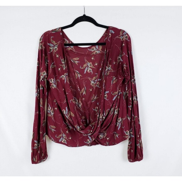 Free People Backless Top Womens M Burgundy Modal-Blend Boho Chic Earthy Flowy - Picture 7 of 11